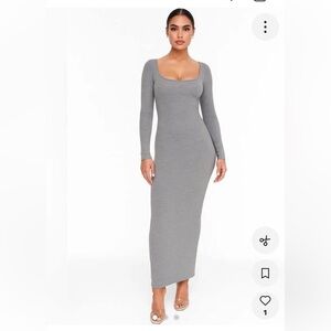 SKIMS | Dresses | Nwt Nwt Skims Long Sleeve Soft Lounge Slip Dress Heather  Gray Size S | Poshmark